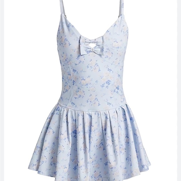 LoveShackFancy Hubert Blue and White Floral Dress - Picture 3 of 7